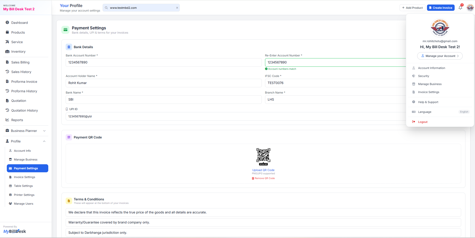 Payment settings